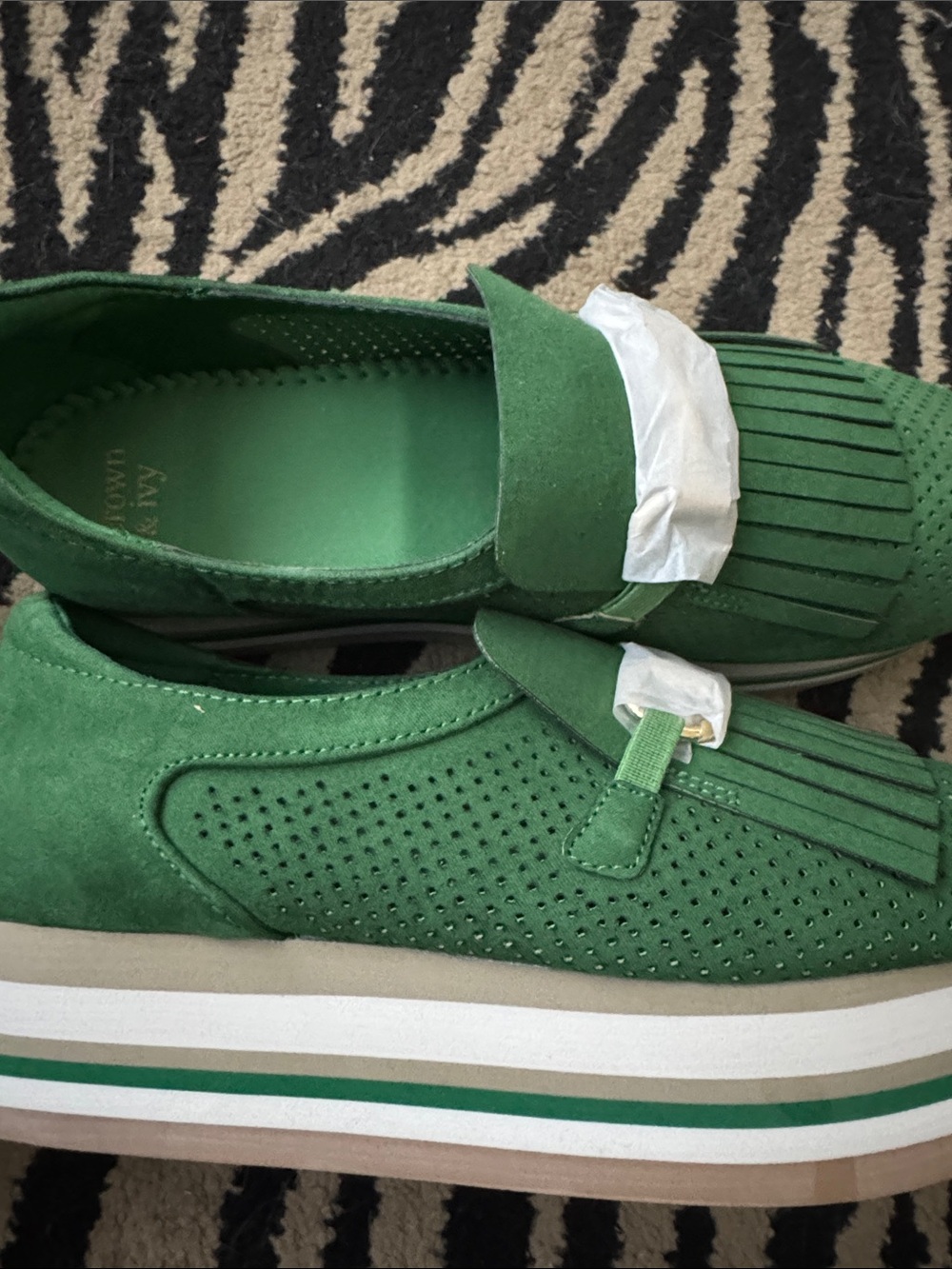Green Platform Fringe Loafer Sneakers NWT - Picture 10 of 10